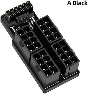 ATX3.0 Power Adapter Connector 4X 8Pin Female to Male 12VHPWR 12+4P 600W 180° Angled for RTX4090/RTX4080 16GB/12GB Graphics Card(A Black)