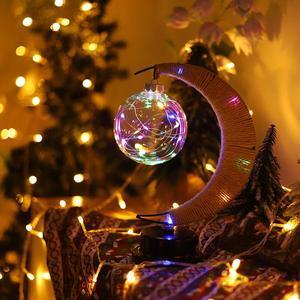Table lamp, moon lamp, Christmas LED ball lamp, iron decorative lamp, bedroom lamp, shape lamp(Color)