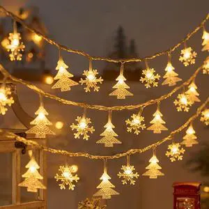 Christmas LED light string, star atmosphere decoration, small colored light flashing  USB power supply 9.84FT, 20 lights(Christmas tree+snowflake)