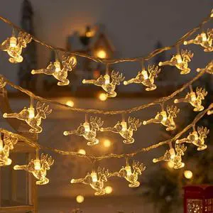 Christmas LED light string, star atmosphere decoration, small colored light flashing USB power supply 9.84FT, 20 lights(Elk deer)