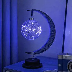 Table lamp, moon lamp, Christmas LED ball lamp, iron decorative lamp, bedroom lamp, shape lamp(Blue)