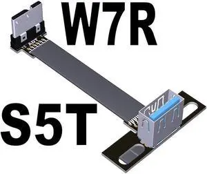 USB 3.0 Male to Female Flat Connection Cable 90 Degree Adapter Data Cord Type-A to Micro-B Connector 5G/bps High Speed Extension(S5T-W7R)(25cm)