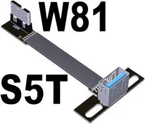 USB 3.0 Male to Female Flat Connection Cable 90 Degree Adapter Data Cord Type-A to Micro-B Connector 5G/bps High Speed Extension(S5T-W81)(15cm)