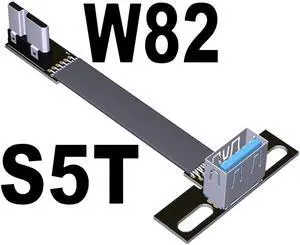 USB 3.0 Male to Female Flat Connection Cable 90 Degree Adapter Data Cord Type-A to Micro-B Connector 5G/bps High Speed Extension(S5T-W82)(15cm)