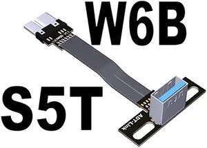 USB 3.0 Male to Female Flat Connection Cable 90 Degree Adapter Data Cord Type-A to Micro-B Connector 5G/bps High Speed Extension(S5T-W6B)(15cm)