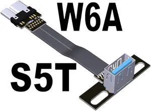 USB 3.0 Male to Female Flat Connection Cable 90 Degree Adapter Data Cord Type-A to Micro-B Connector 5G/bps High Speed Extension(S5T-W6A)(25cm)