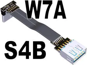 USB 3.0 Male to Female Flat Connection Cable 90 Degree Adapter Data Cord Type-A to Micro-B Connector 5G/bps High Speed Extension(S4B-W7A)(25cm)