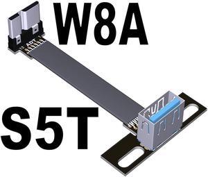 USB 3.0 Male to Female Flat Connection Cable 90 Degree Adapter Data Cord Type-A to Micro-B Connector 5G/bps High Speed Extension(S5T-W8A)(15cm)