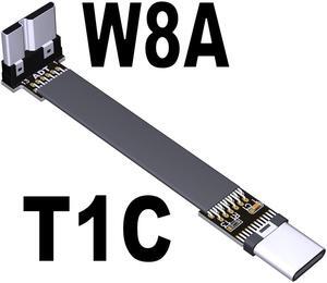 USB-C 3.0 Male to Male Adapter Cable Type-C to Micro-B Elbow Flat Data Extension Cable USB3.0 for Micro-USB HDD Enclosure 5G/bps(T1C-W8A)(25cm)