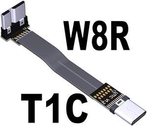 USB-C 3.0 Male to Male Adapter Cable Type-C to Micro-B Elbow Flat Data Extension Cable USB3.0 for Micro-USB HDD Enclosure 5G/bps(T1C-W8R)(25cm)