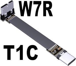USB-C 3.0 Male to Male Adapter Cable Type-C to Micro-B Elbow Flat Data Extension Cable USB3.0 for Micro-USB HDD Enclosure 5G/bps(T1C-W7R)(25cm)