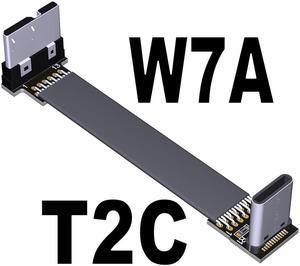 USB-C 3.0 Male to Male Adapter Cable Type-C to Micro-B Elbow Flat Data Extension Cable USB3.0 for Micro-USB HDD Enclosure 5G/bps(T2C-W7A)(15cm)