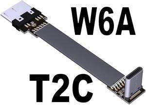 USB-C 3.0 Male to Male Adapter Cable Type-C to Micro-B Elbow Flat Data Extension Cable USB3.0 for Micro-USB HDD Enclosure 5G/bps(T2C-W6A)(25cm)