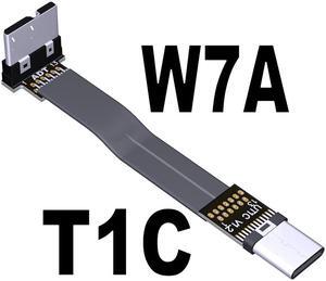 USB-C 3.0 Male to Male Adapter Cable Type-C to Micro-B Elbow Flat Data Extension Cable USB3.0 for Micro-USB HDD Enclosure 5G/bps(T1C-W7A)(25cm)