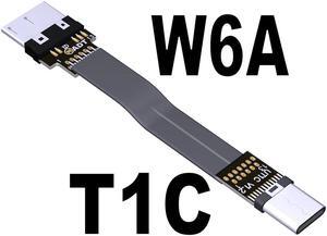 USB-C 3.0 Male to Male Adapter Cable Type-C to Micro-B Elbow Flat Data Extension Cable USB3.0 for Micro-USB HDD Enclosure 5G/bps(T1C-W6A)(25cm)