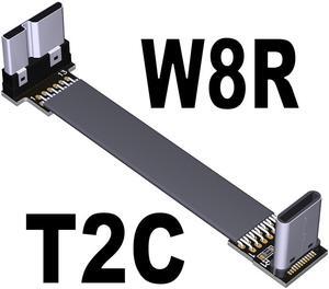 USB-C 3.0 Male to Male Adapter Cable Type-C to Micro-B Elbow Flat Data Extension Cable USB3.0 for Micro-USB HDD Enclosure 5G/bps(T2C-W8R)(15cm)