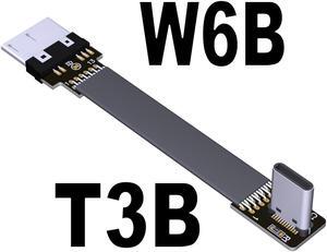 USB-C 3.0 Male to Male Adapter Cable Type-C to Micro-B Elbow Flat Data Extension Cable USB3.0 for Micro-USB HDD Enclosure 5G/bps(T3B-W6B)(15cm)