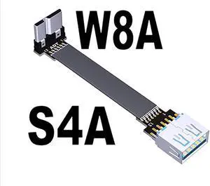 Type-A to Micro-B Connector Data Cable USB Flat Slim Line 5g/bps High Speed USB-A USB 3.0 Male to Female Cord Support OTG Cable(S4A-W8A)(15cm)