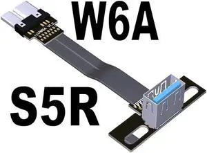 Type-A to Micro-B Connector Data Cable USB Flat Slim Line 5g/bps High Speed USB-A USB 3.0 Male to Female Cord Support OTG Cable(S5R-W6A)(15cm)