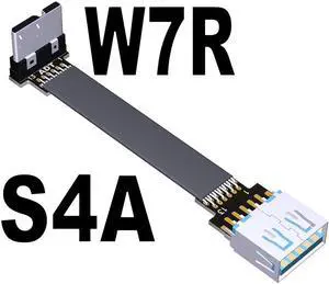 Type-A to Micro-B Connector Data Cable USB Flat Slim Line 5g/bps High Speed USB-A USB 3.0 Male to Female Cord Support OTG Cable(S4A-W7R)(25cm)