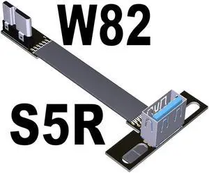 Type-A to Micro-B Connector Data Cable USB Flat Slim Line 5g/bps High Speed USB-A USB 3.0 Male to Female Cord Support OTG Cable(S5R-W82)(25cm)