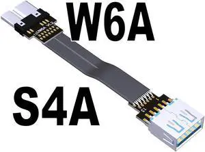 Type-A to Micro-B Connector Data Cable USB Flat Slim Line 5g/bps High Speed USB-A USB 3.0 Male to Female Cord Support OTG Cable(S4A-W6A)(25cm)
