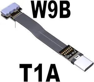 USB 3.0 Type C to Micro-B Male to Female Up Down Angled Connector Flat Thin Cable for Built-in USB Device Extension Cord 5Gbps(T1A-W9B)(15cm)