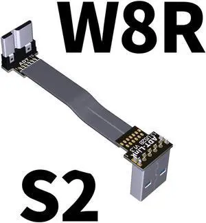 ADT-Link S-W Aerial Shield USB 3.0 Flat Ribbon Cable FFC FPV USB3.0 Micro B Angled Male to Female Foldable Axial Elbow Cable(S2-W8R)(15cm)