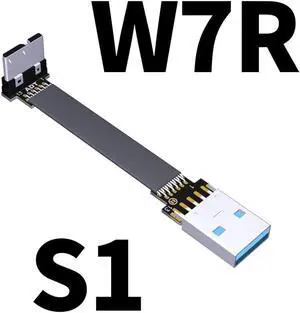 ADT-Link S-W Aerial Shield USB 3.0 Flat Ribbon Cable FFC FPV USB3.0 Micro B Angled Male to Female Foldable Axial Elbow Cable(S1-W7R)(15cm)