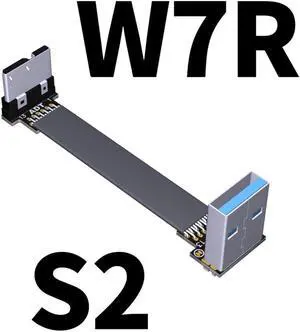 ADT-Link S-W Aerial Shield USB 3.0 Flat Ribbon Cable FFC FPV USB3.0 Micro B Angled Male to Female Foldable Axial Elbow Cable(S2-W7R)(15cm)