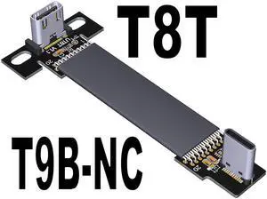 20G USB 3.2 Type C Gen2x2 Flat Ribbon Cable Fold 90 Angle USB C 3.2 Extender OTG Data Charge FPC FPV Aerial Photography Cord 20P(T9B-T8T-NC)(5cm)