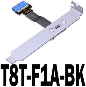USB 3.0 Type-C to Internal 19P / 20P Extension Adapter Cable TypeC to Type-E Data Cable USB3.0 USB-C Connector with PCI Baffle(T8T-F1A w PCI Baffle)(25cm)