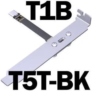 ADT USB 3.1 Type-C Male to Type C Female Up/Down Angle USB Data Sync Charge Cable USB-C Connector Adapter FPC FPV Flat Cord(T5T-T1B w Bracket)(25cm)