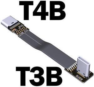 ADT USB 3.1 Type-C Male to Type C Female Up/Down Angle USB Data Sync Charge Cable USB-C Connector Adapter FPC FPV Flat Cord(T3B-T4B)(25cm)