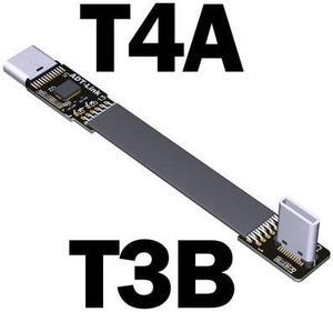 ADT USB 3.1 Type-C Male to Type C Female Up/Down Angle USB Data Sync Charge Cable USB-C Connector Adapter FPC FPV Flat Cord(T3B-T4A w Chip)(15cm)