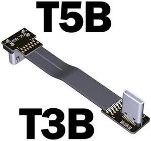 ADT USB 3.1 Type-C Male to Type C Female Up/Down Angle USB Data Sync Charge Cable USB-C Connector Adapter FPC FPV Flat Cord(T3B-T5B)(15cm)