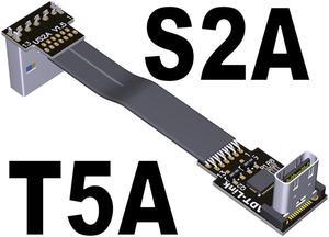 USB 3.1 Type C to Type A Male to Femal Flat Ribbon Extension Cable 10G/bps USB3.1 USB-C USB-A Chassis FPC FPV Adapter w/ Baffle(T5A-S2A With chip)(15cm)