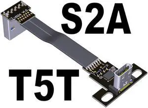 USB 3.1 Type C to Type A Male to Femal Flat Ribbon Extension Cable 10G/bps USB3.1 USB-C USB-A Chassis FPC FPV Adapter w/ Baffle(T5T-S2A With chip)(25cm)