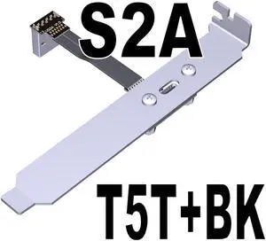 USB 3.1 Type C to Type A Male to Femal Flat Ribbon Extension Cable 10G/bps USB3.1 USB-C USB-A Chassis FPC FPV Adapter w/ Baffle(T5T-S2A-BK With chip)(25cm)