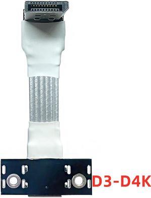 For DisplayPort 1.4 Cable + Fixing Hole Seat 4K HDR DSC DP Adapter for Video PC Laptop TV DP V1.4 Displayport Ribbon Extender(D3-D4K Silver)(25cm)
