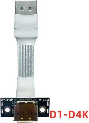For DisplayPort 1.4 Cable + Fixing Hole Seat 4K HDR DSC DP Adapter for Video PC Laptop TV DP V1.4 Displayport Ribbon Extender(D1-D4K Silver)(25cm)