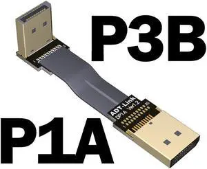 DP to DP Male to Male Extension Cable Displayport-compatible DP1.2 Adapter Flat Cord for Graphics Card w Gold-plated Connector(P1A-P3B)(15cm)