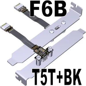 ADT USB3.1 Extension Cable Type-C Female to Type-e Male 90 Degree Adapter w/ Screw Hole for ITX Motherboard Built-in USB Device(T5T-F6B BK)(25cm)