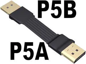 Shielded DP to DP Male to Male Extension Adapter Cable Displayport-compatible DP1.4 Flat for Graphics Card GPU Video Laptop TV(P5A-P5B)(15cm)