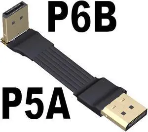 Shielded DP to DP Male to Male Extension Adapter Cable Displayport-compatible DP1.4 Flat for Graphics Card GPU Video Laptop TV(P5A-P6B)(15cm)