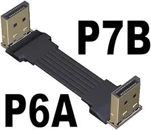 Shielded DP to DP Male to Male Extension Adapter Cable Displayport-compatible DP1.4 Flat for Graphics Card GPU Video Laptop TV(P6A-P7B)(25cm)