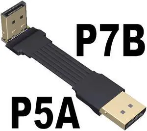 Shielded DP to DP Male to Male Extension Adapter Cable Displayport-compatible DP1.4 Flat for Graphics Card GPU Video Laptop TV(P5A-P7B)(25cm)