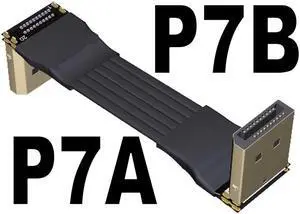Shielded DP to DP Male to Male Extension Adapter Cable Displayport-compatible DP1.4 Flat for Graphics Card GPU Video Laptop TV(P7A-P7B)(25cm)