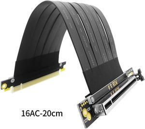 Full Speed PCI-e 3.0 16X PCIE X16 Graphics Card Extension Cable for GPU AI Server ATX ITX Chassis PC Case Compatible with NR200(Black 90 degree 20cm)