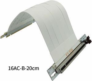 Full Speed PCI-e 3.0 16X PCIE X16 Graphics Card Extension Cable for GPU AI Server ATX ITX Chassis PC Case Compatible with NR200(White 90 degree 20cm)